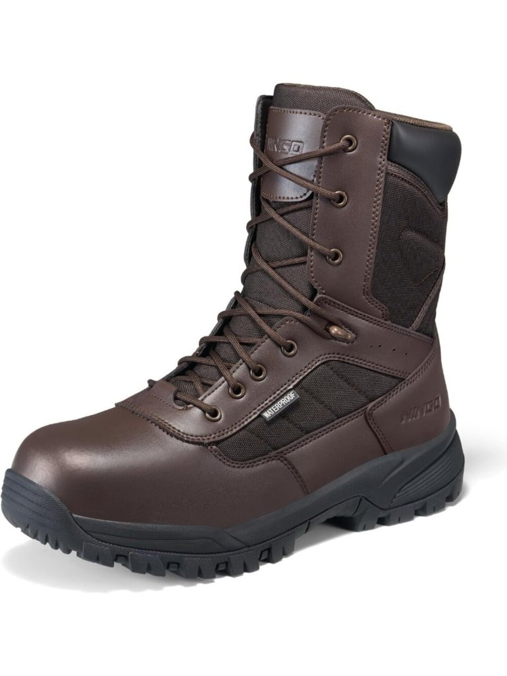 Men's 8-Inch Waterproof Composite Toe Work Boots with Side Zipper - Durable